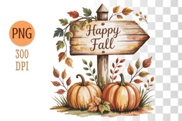 Download Happy Fall Wooden Sign Clipart PNG - Premium Resources