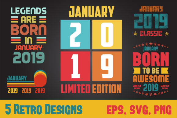 Download 5 Retro Designs - January 2019 - Designs Collection
