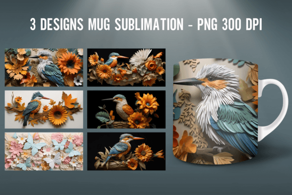 Download 3D Bird Mug Wrap Sublimation Designs - Designs Collection