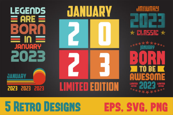 Download 5 Retro Designs - January 2023 - Designs Collection