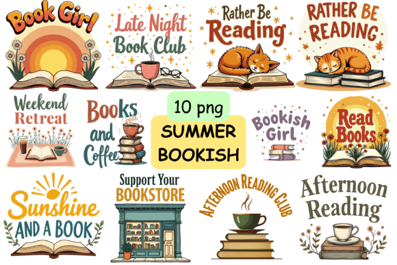 Download Summer Bookish Hand-Drawn PNG Designs - Designs Collection