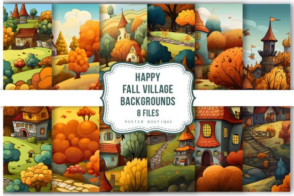 Download Happy Fall Village Backgrounds Pack - Premium Resources