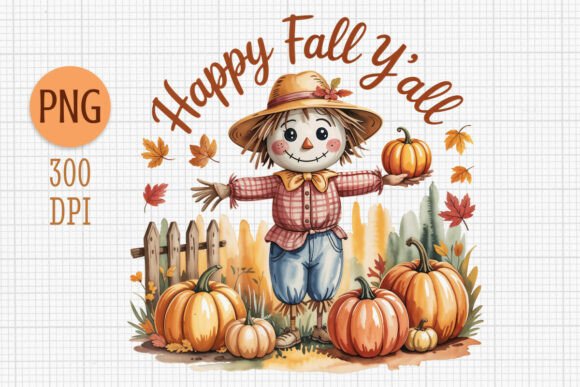 Download Happy Fall Y’all Scarecrow Clipart PNG - Premium Resources