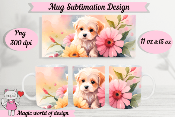 Download Cute Puppy Mug Sublimation Designs PNG, - Designs Collection