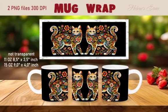 Download Florals Cat Mug Wrap Sublimation Designs - Designs Collection