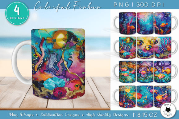 Download Watercolor Summer Mug Designs | Fish PNG - Designs Collection