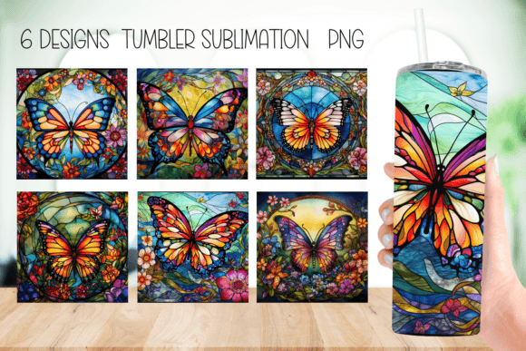 Download Butterfly Stain Glass Tumbler Designs - Designs Collection