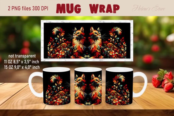 Download Florals Cat Mug Wrap Sublimation Designs - Designs Collection
