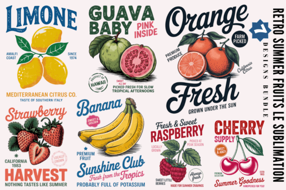 Download Retro Summer Fruits Sublimation Designs - Designs Collection