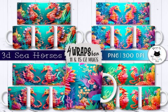 Download 3D Summer Mug Designs | Sea Horse Wraps - Designs Collection